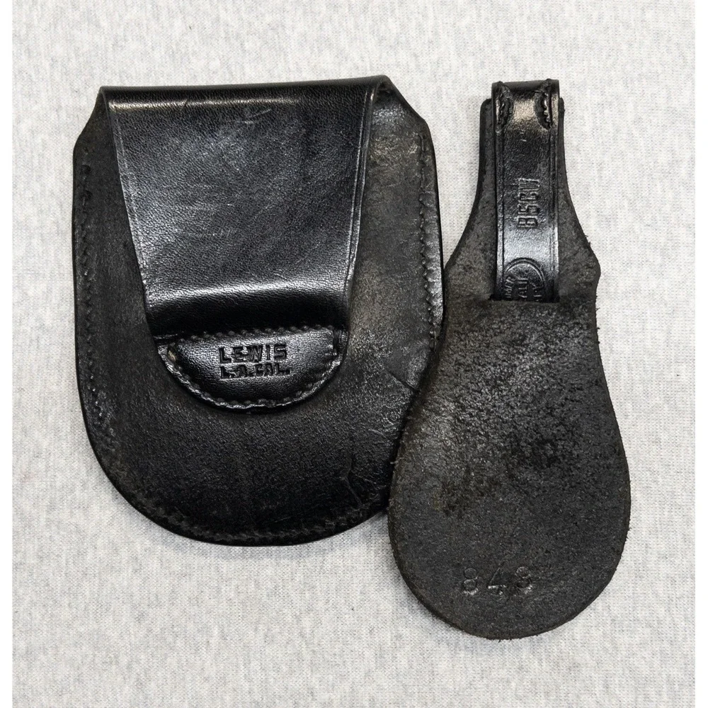 Lewis Basket Weave Utility Belt Cuff Holder And Key‎ Chain Holster Black Leather